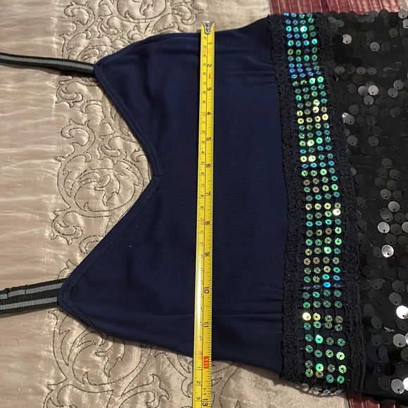 Free People Black & Blue Sequin Mini Dress Size 4 - Picture 10 of 11
